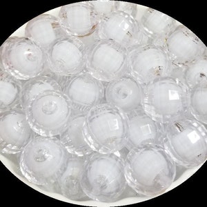 20mm Clear Faceted Bead N Bead Chunky Bubblegum Beads Set of 10   A54