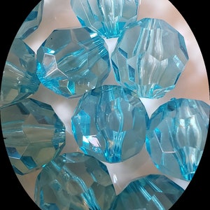 20mm Light Blue Faceted Chunky Bubblegum Beads Set of 10  C19
