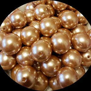20mm Light Gold Pearl Chunky Beads Bubble Gum Pearls Set of 10   B1
