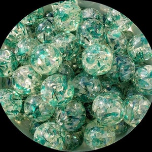 Green & Whitish Chunky Bubblegum Beads Set of 10   C75