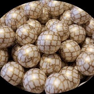 20mm Gold & White Chunky Bubblegum Beads Set of 10    B14   Patterns May Not Match Up