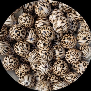 20mm Leopard Chunky Bubblegum Beads Set of 10 C58       Patterns May Not Match Up