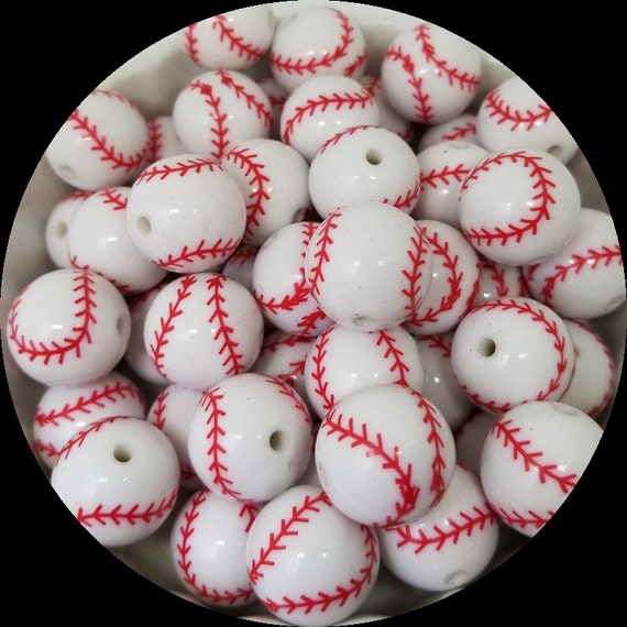 20mm Baseball Beads, Red and White Baseball Beads, Bubblegum Beads, Chunky  Bead Supply, Baseball Mom Necklace Bead, Sports Bead, Baseball