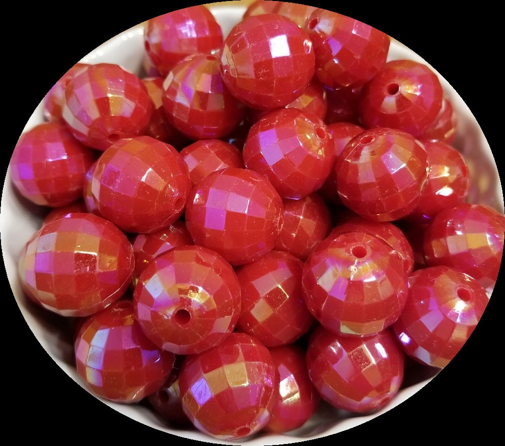 20mm Black Beach Ball Chunky Bubblegum Beads Set of 10 B89
