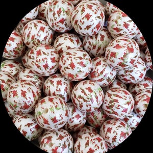 20mm Matte Candy Cane Bubblegum beads, Chunky Bubblegum, Christmas, Set of 10, Patterns May Not Match Up    D37