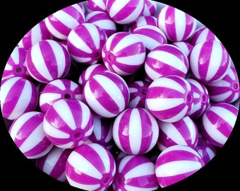 20mm Black Beach Ball Chunky Bubblegum Beads Set of 10 B89