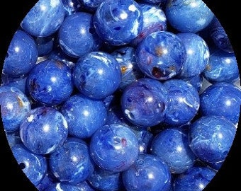 20mm Blue Marble Chunky Bubblegum Beads Set of 10 D15