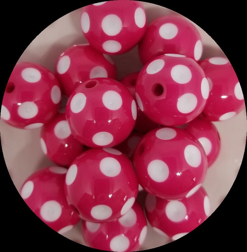 20mm Hot Pink Polka Dot Chunky Bubblegum Beads Set of 10 A2 Etsy