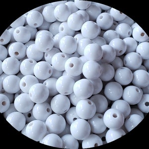 12mm White Solid Chunky Bubblegum Beads Set of 20  B71