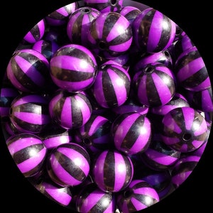 20mm Black Beach Ball Chunky Bubblegum Beads Set of 10 B89