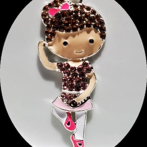 Ballerina in Pink Tutu  Rhinestone Alloy Pendant -48mm