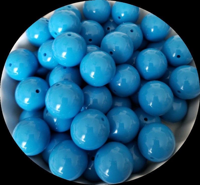 20mm Light Blue Solid Chunky Bubblegum Beads Set of 10 A43