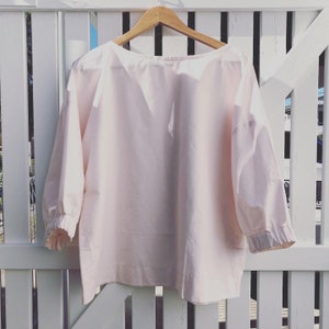 Pale Pink Cotton Blouse with wide fit one size fits most Free Size Bohemian oversized