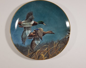1990 Mallards Federal Duck Stamp Winner Collectible Plate #579B with Certificate and Original Box