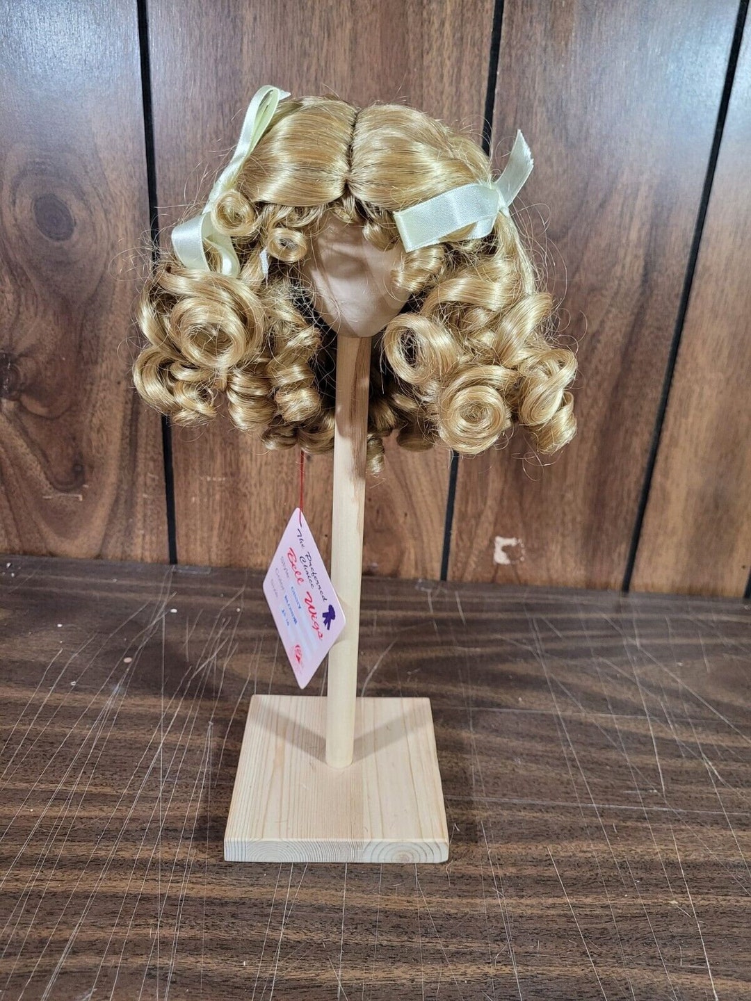 Bell Ceramics Doll Wig Ginny Blonde Hair Color Curly With White Bows