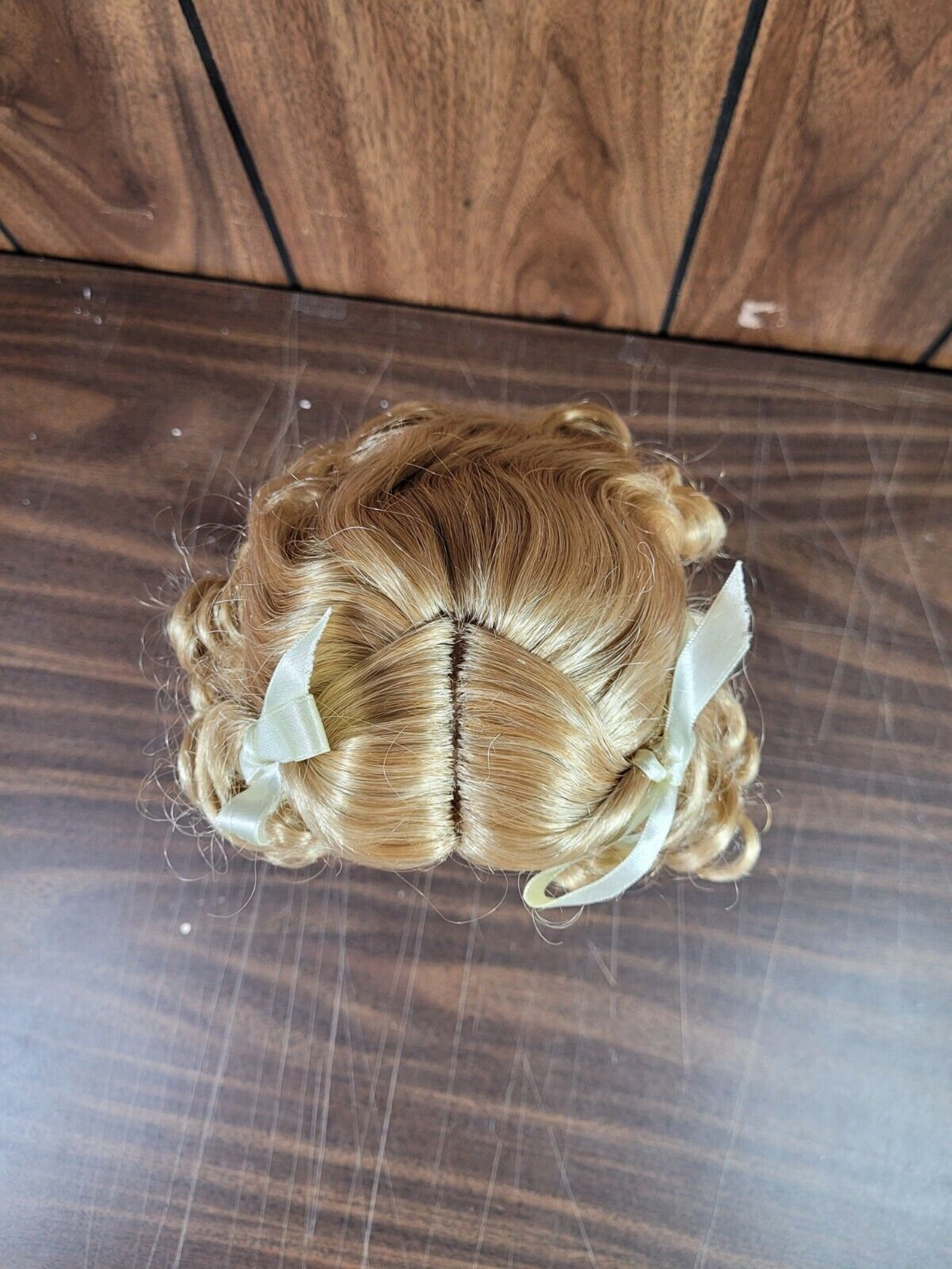 Bell Ceramics Doll Wig Ginny Blonde Hair Color Curly With White Bows