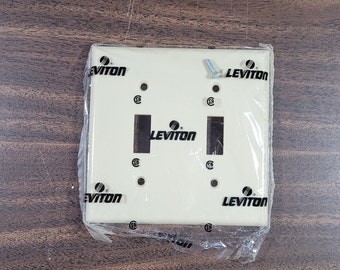 Leviton Beige Double Light Switch Cover Wall Plate #86009 Toggle 2 Gang Smooth NEW