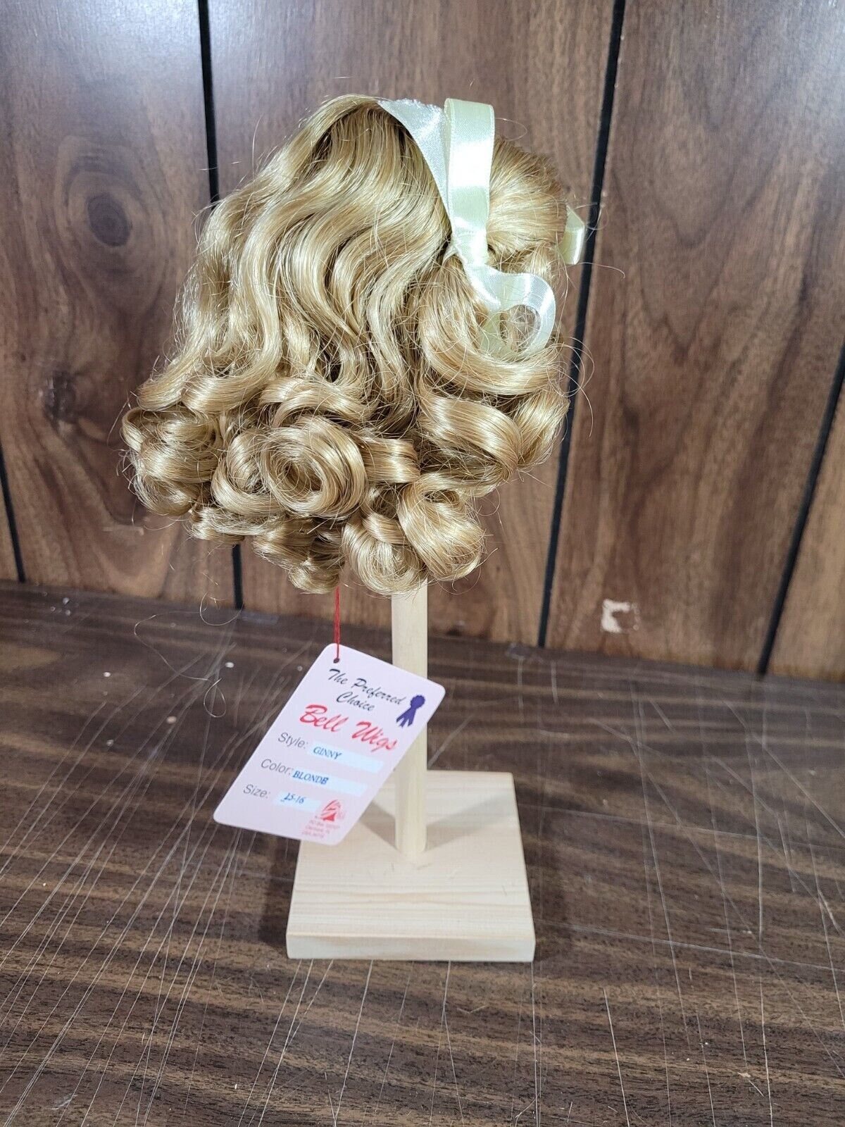 Bell Ceramics Doll Wig Ginny Blonde Hair Color Curly With White Bows
