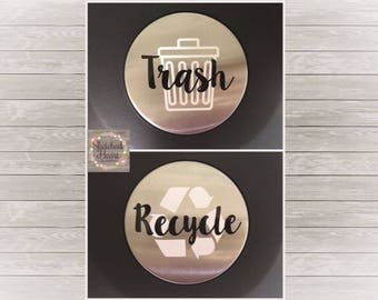 Trash Recycling Can labels, trash bin decal, recycling bin decal, trash decal, kitchen label, sticker, waste basket label, garbage can label