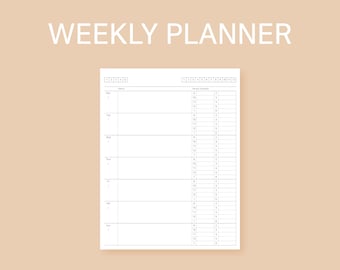 Planificador Semanal / Planificador Semanal Imprimible / Planificador Semanal PDF / Horario Semanal / Horario Semanal Imprimible / Planificador de Horario Semanal