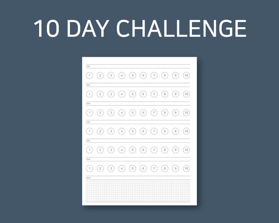 10 Day Challenge Challenge Tracker Challenge Setting | Etsy