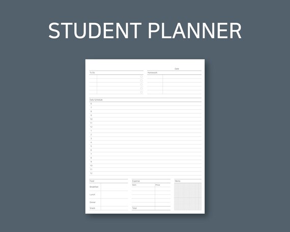 Daily Student Planner | Study Planner | Study Planner Printable | Study Planner Sheet | Study Plan | Student Planner | Student Planner PDF