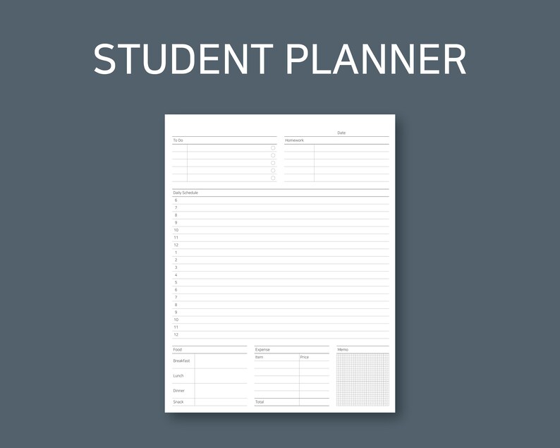 Daily Student Planner | Study Planner | Study Planner Printable | Study Planner Sheet | Study Plan | Student Planner | Student Planner PDF image 1