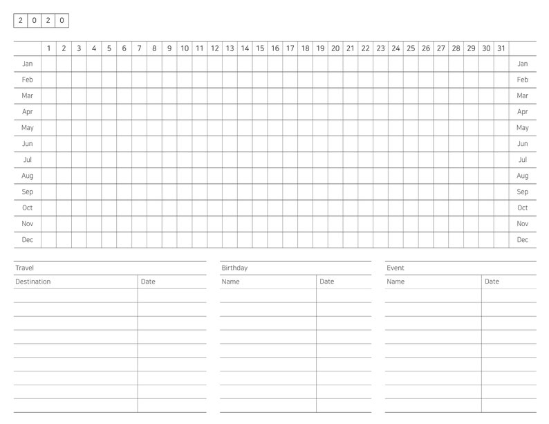 Yearly planner yearly planner printable yearly planner pdf etsy