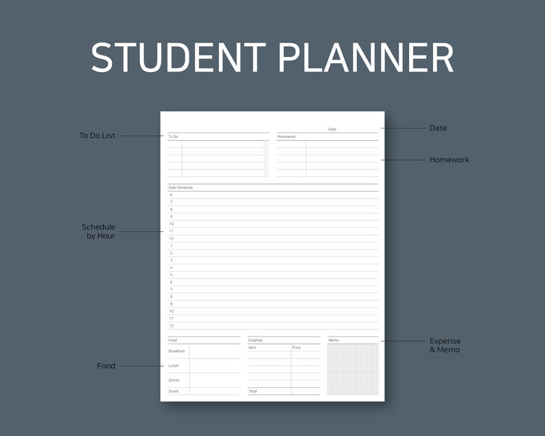 Daily Student Planner | Study Planner | Study Planner Printable | Study Planner Sheet | Study Plan | Student Planner | Student Planner PDF image 2