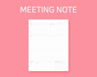 Meeting Notes | Meeting Worksheet | Meeting Printable | Meeting Notebook | Meeting Agenda | Meeting Flyers | Meeting Journal