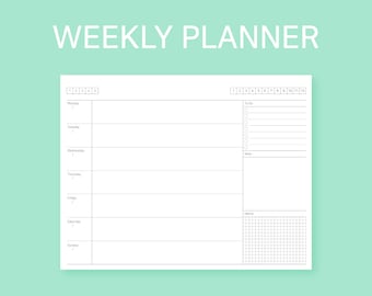 Planificador Semanal / Planificador Semanal Imprimible / Planificador Semanal PDF / Horario Semanal / Horario Semanal Imprimible / Planificador de Horario Semanal