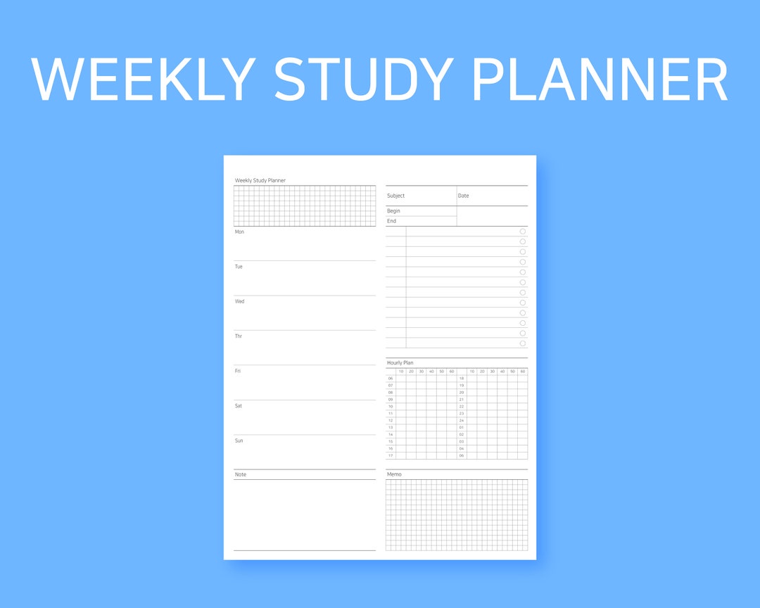 Weekly Student Planner | Study Planner | Study Planner Printable ...