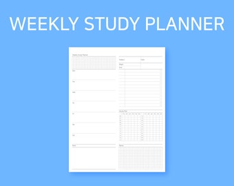 Planificador semanal de estudiantes / Planificador de estudios / Planificador de estudios imprimible / Hoja de planificador de estudios / Plan de estudio / Planificador de estudiantes / Planificador de estudiantes PDF