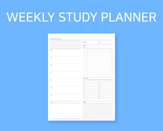 Weekly Student Planner | Study Planner | Study Planner Printable | Study Planner Sheet | Study Plan | Student Planner | Student Planner PDF