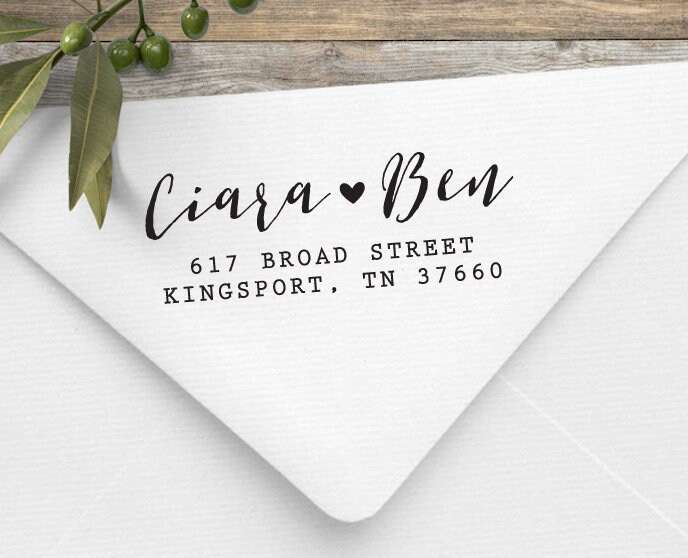 Couple Return Address Stamp Wedding Stamp Personalized Self Etsy
