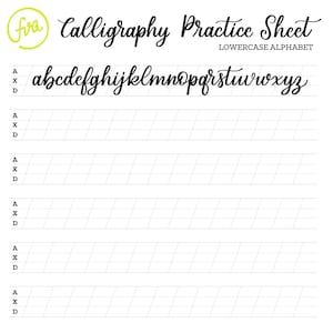 Calligraphy Practice Sheets | Lowercase Alphabet | Lettering | Digital Download | Printable