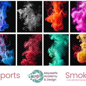 PNG Colored Smoke Overlay Set, Photography Overlays, Create Smoke Backgrounds For Sports Photos, High Quality Photoshop Overlays,