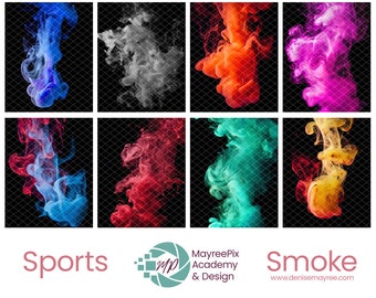 Colored Smoke PNG Overlays: Sports Photography, Photoshop Backgrounds (Digital Download)