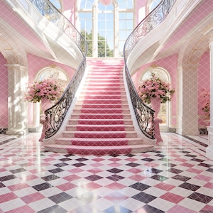 Pink Mansion Foyer, Dream House, Digital Background, Photoshop, Valentines, newborn, boudoir, glamour, photography