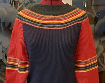 Vintage 80s knit jumper sweater, Fab colours!