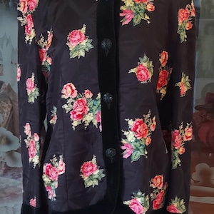Fab vintage 80s/90s Italian made black floral jacket-Antonella Calo