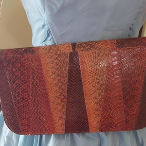 Bolso de mano/cartera vintage de piel de serpiente