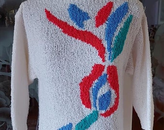 Vintage 80s floral knit jumper, sweater