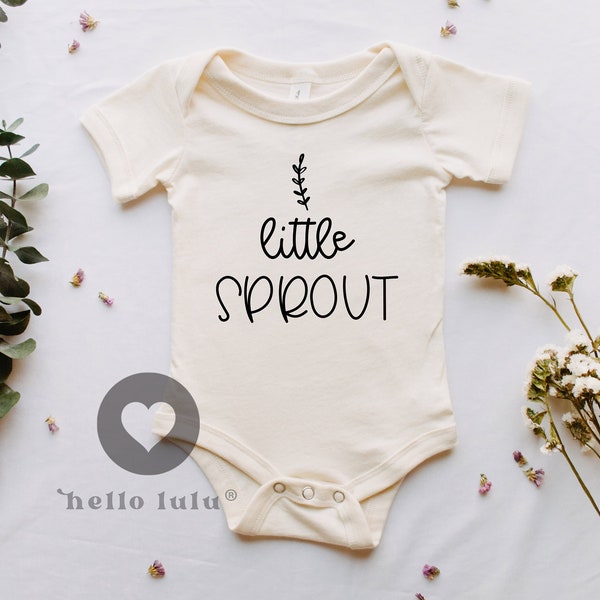Little Sprout Onesie®, Boho Plant Baby Onesie®, Little Seedling, Baby Coming Soon, Sprout Baby, Natural Bodysuit 024