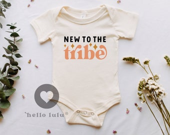 New To The Tribe, Baby Shower Gift, Cute Vintage Onesie®, Natural Onesie®, New Pregnancy Announcement, Baby Clothes Bodysuit 051