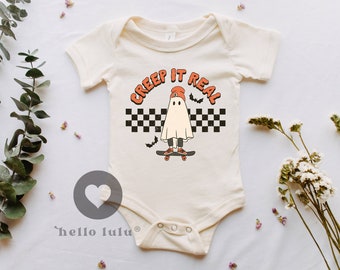 Creep It Real, Pumpkin Season Onesie®, Natural Bodysuit, Boho Halloween Onesie®, Trendy Fall Onesie®, Cute Baby Shower Gift  075