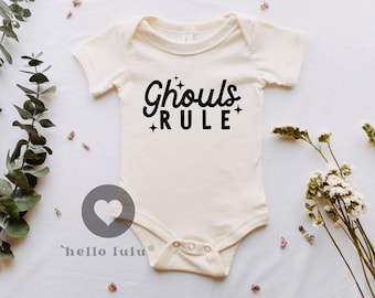 Ghouls Rule, Pumpkin Season Onesie®, Natural Bodysuit, Boho Halloween Onesie®, Trendy Fall Onesie®, Cute Baby Shower Gift , Ghoul Gang 069