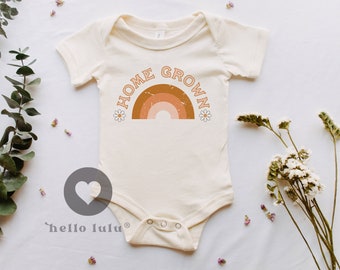 Home Grown Baby Bodysuit, Baby Shower Gift, Natural Bodysuit, Home Grown, Boho Baby Bodysuit, Boho Baby Clothes, Gift For Baby  066