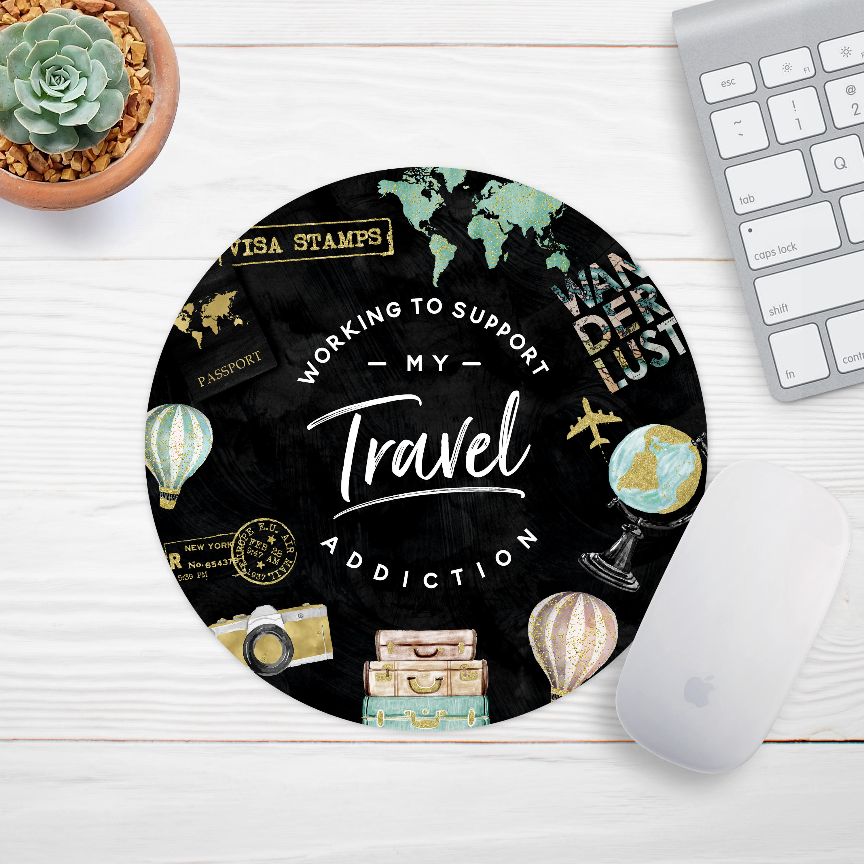 Travel Mouse Pad Coworker Gift Gold Foil Mouse Pad Travel Etsy