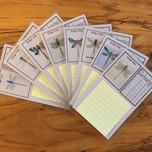 Dragonfly, 2 Table Bridge Tallies, Reusable, Great Traveling Prize or Gift